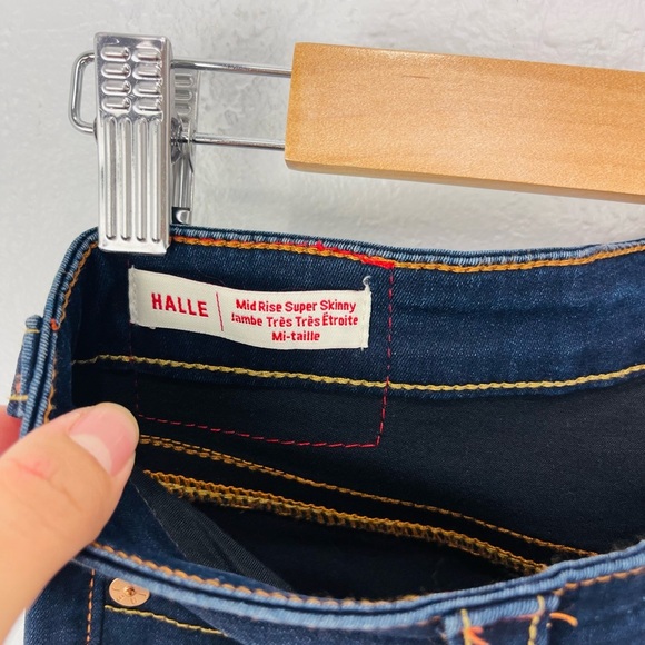 NEW TRUE Religion HALLE MID RISE SUPER SKINNY Dark Blue Denim JEAN - Picture 9 of 10